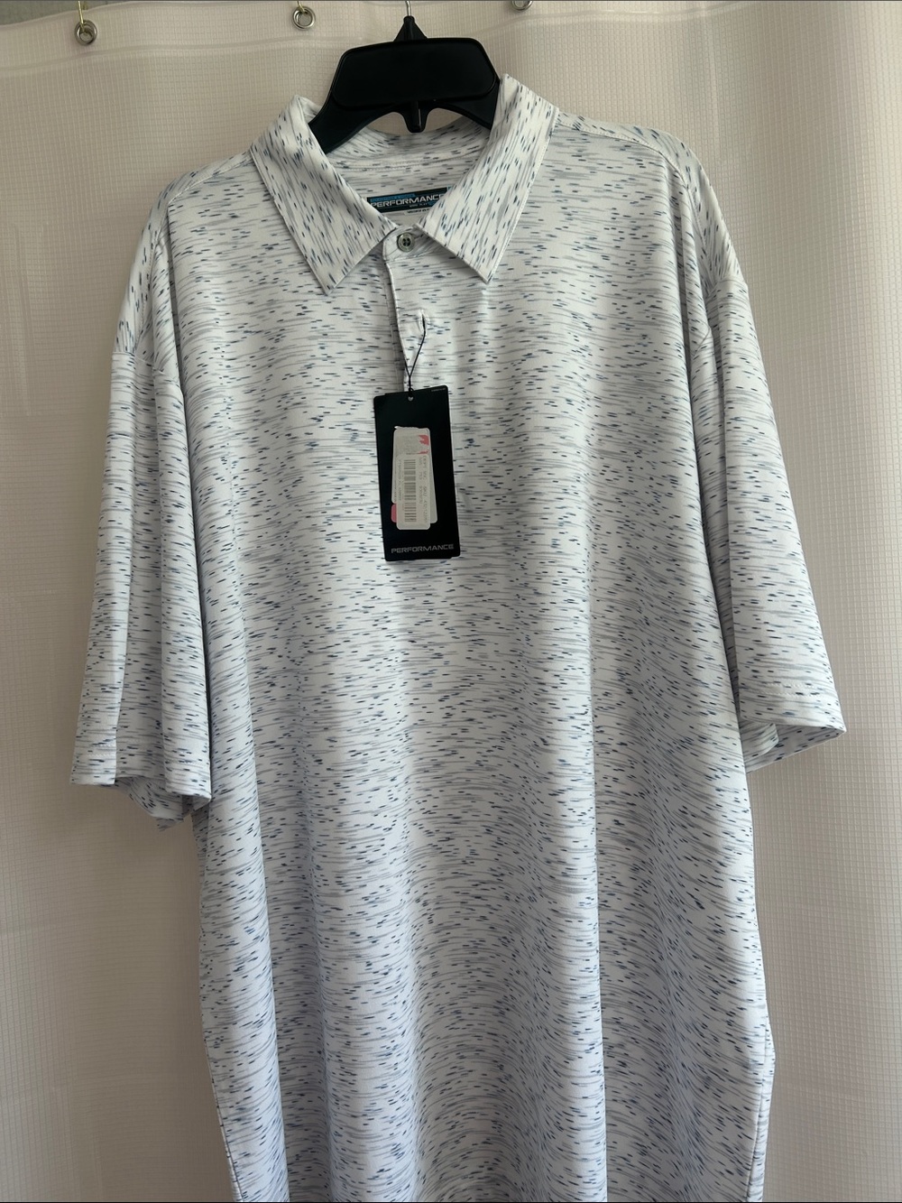 Roundtree & Yorke White Heather Polo with Navy Flecking